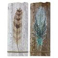 Youngs Wood Feather Wall Art, Assorted Color - 2 Piece 16935